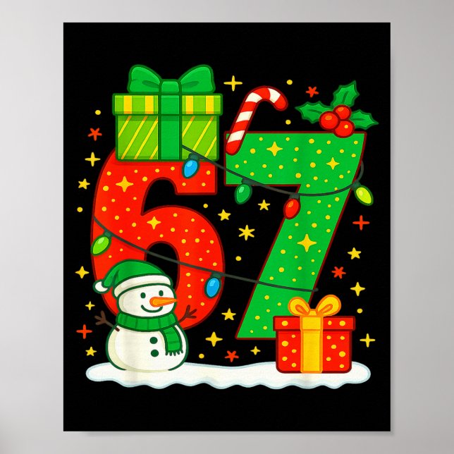 Number 67 Meme Matching Christmas Couple 67 Six Se Poster (Front)
