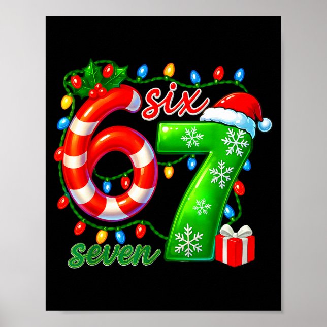 Number 67 Meme Retro Santa 6 7 Holiday Six Seven C Poster (Front)