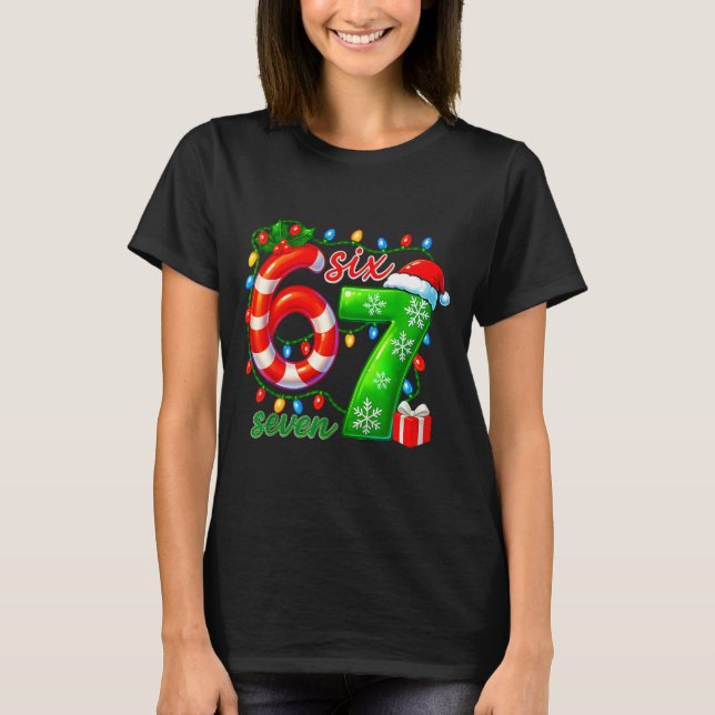 Number 67 Meme Retro Santa 6 7 Holiday Six Seven C T-Shirt (Front)