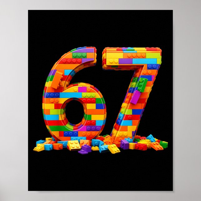 Number 67 Meme Six Seven 6 7 Building Blocks Gen A Poster (Front)