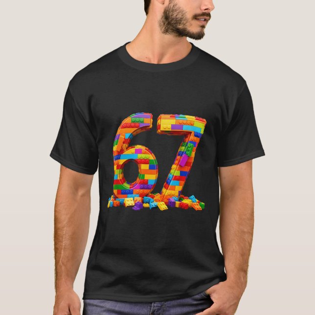 Number 67 Meme Six Seven 6 7 Building Blocks Gen A T-Shirt (Front)