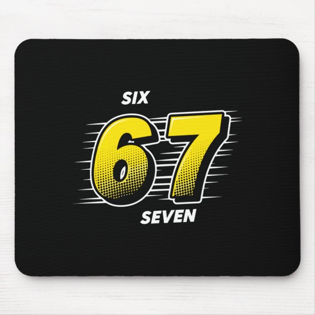 Number 67 Six And Seven P Art Comic Style Yellow M Mouse Mat (Front)