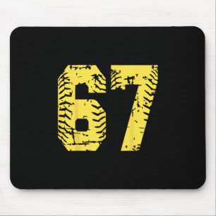 Number 67 Yellow Group Matching Halloween Birthday Mouse Mat