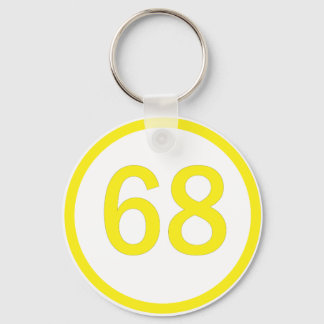 number, 68, in a circle key ring
