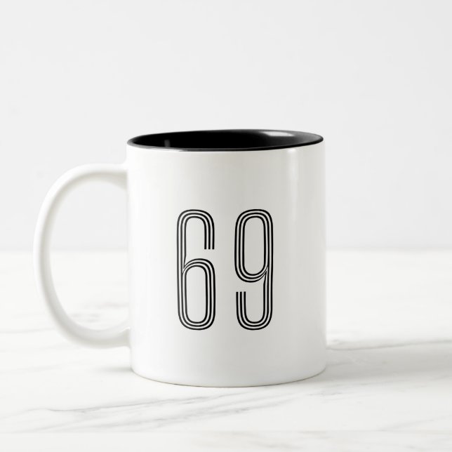 Number 69 Wifey/Husby Custom Bride, Fiance Gift Two-Tone Coffee Mug (Left)