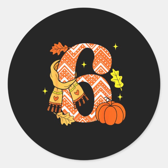 Number 6 67 Fall Autumn Pumpkin Meme Funny Six Sev Classic Round Sticker (Front)