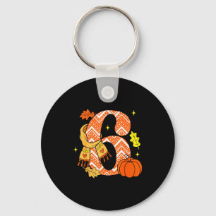 Number 6 67 Fall Autumn Pumpkin Meme Funny Six Sev Key Ring