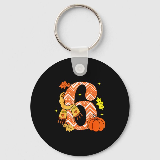 Number 6 67 Fall Autumn Pumpkin Meme Funny Six Sev Key Ring (Front)