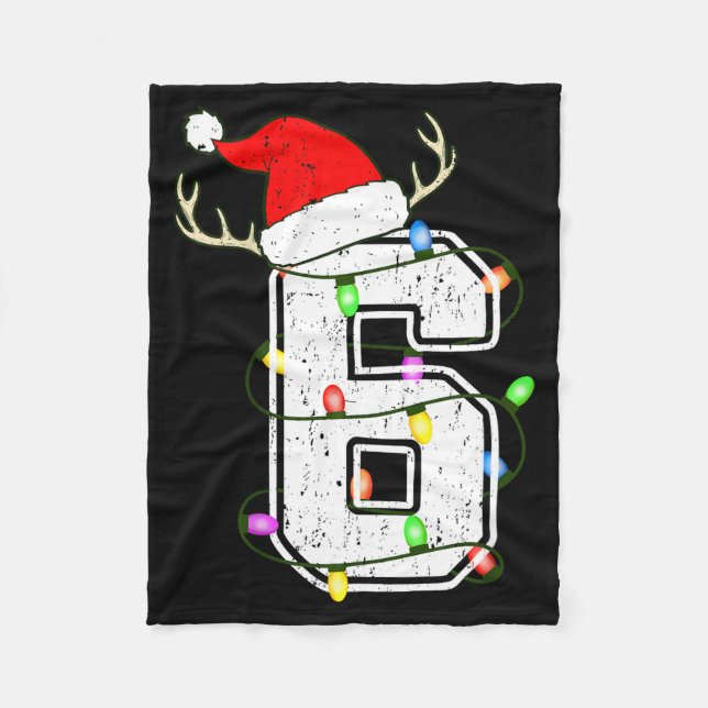 Number 6 6th Birthday Boy Six Christmas Happy Birt Fleece Blanket (Front)
