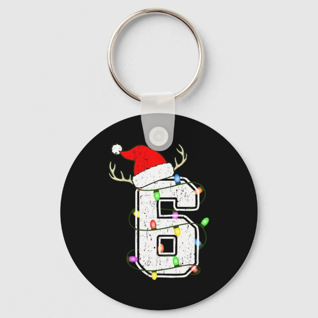 Number 6 6th Birthday Boy Six Christmas Happy Birt Key Ring (Front)