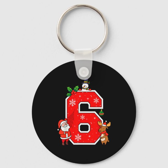 Number 6 7 Meme 67 Couple Pajamas Christmas Matchi Key Ring (Front)
