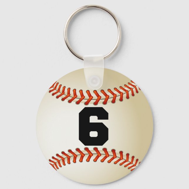 Number 6 Baseball Key Ring (Front)