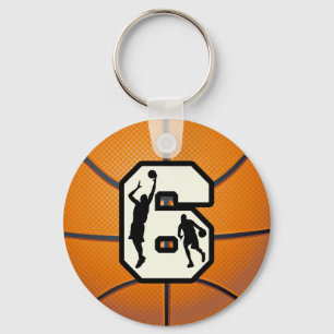 Number 6 Basketball and Players Key Ring