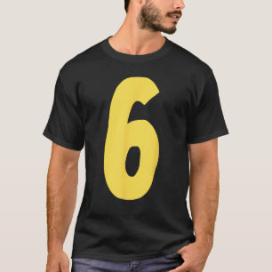 Number 6 big and bold in yellow T-Shirt