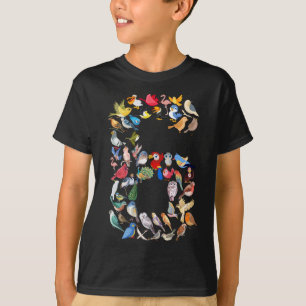 Number 6 Birds Theme 6 Year Old Boys Kids T-Shirt