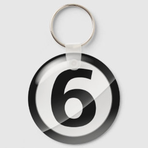 Number 6 black Key Chain