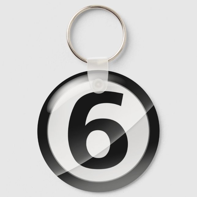 Number 6 black Key Chain (Front)