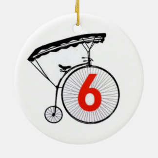 Number 6 ceramic tree decoration