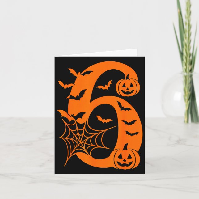 Number 6 Funny Meme Saying 6 7 Six Seven Halloween Card (Front)