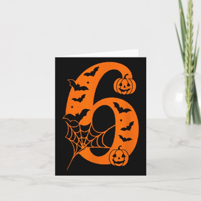 Number 6 Funny Meme Saying 6 7 Six Seven Halloween Card (Front)