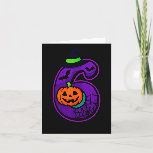 Number 6 Funny Meme Saying 6 7 Six Seven Halloween Card (Front)