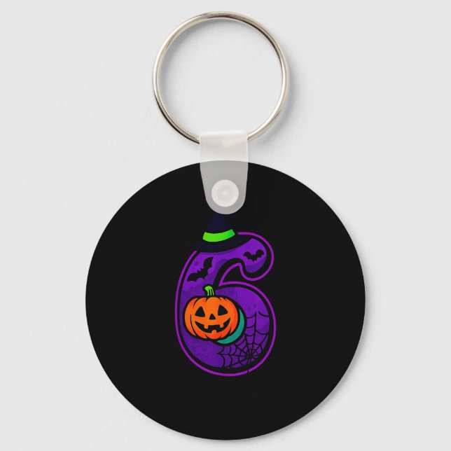 Number 6 Funny Meme Saying 6 7 Six Seven Halloween Key Ring (Front)
