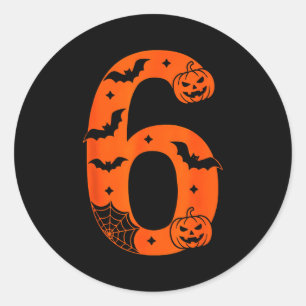 Number 6 Funny Six Seven Meme Halloween  Classic Round Sticker