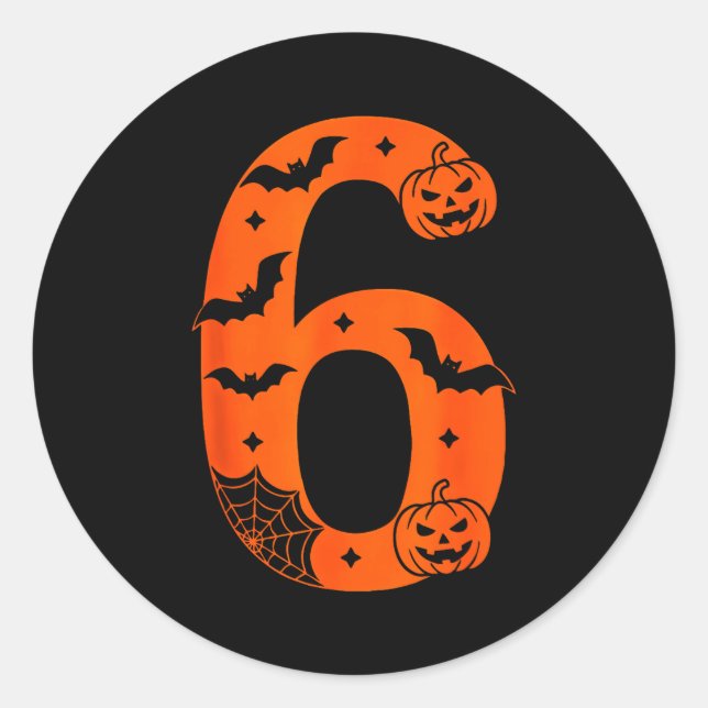 Number 6 Funny Six Seven Meme Halloween  Classic Round Sticker (Front)