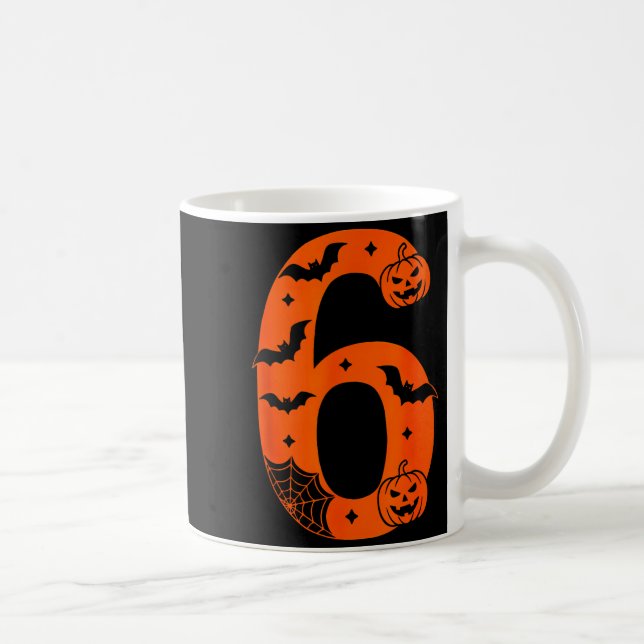 Number 6 Funny Six Seven Meme Halloween  Coffee Mug (Right)