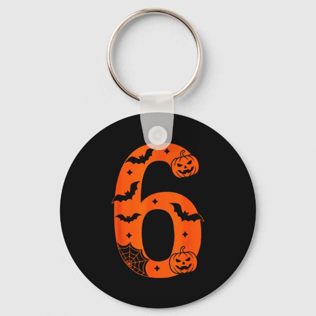 Number 6 Funny Six Seven Meme Halloween  Key Ring (Front)