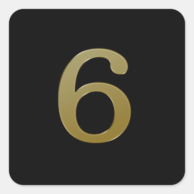 Number 6 gold square sticker (Front)