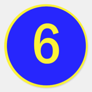 number 6 in a circle classic round sticker
