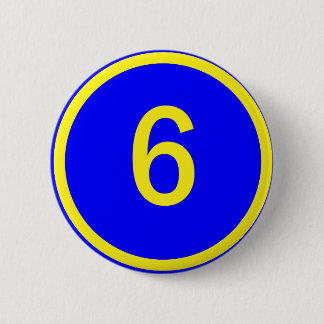 number 6 in a circle cm round badge