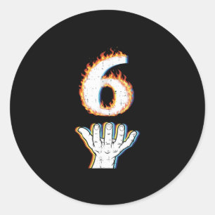 Number 6 Matching 67 Flame Men Women Kids Classic Round Sticker