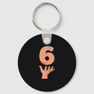 Number 6 Matching 67 Meme Checkered Halloween Cost Key Ring