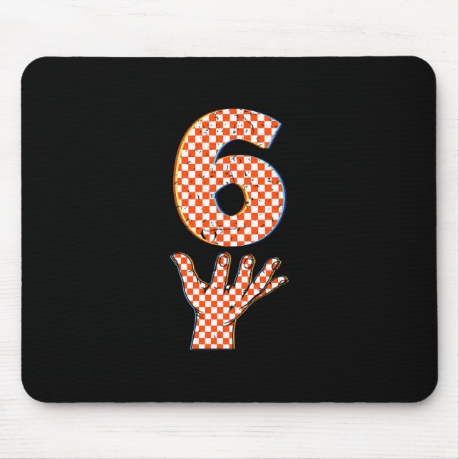 Number 6 Matching 67 Meme Checkered Halloween Cost Mouse Mat (Front)