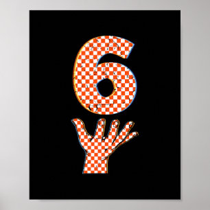 Number 6 Matching 67 Meme Checkered Halloween Cost Poster