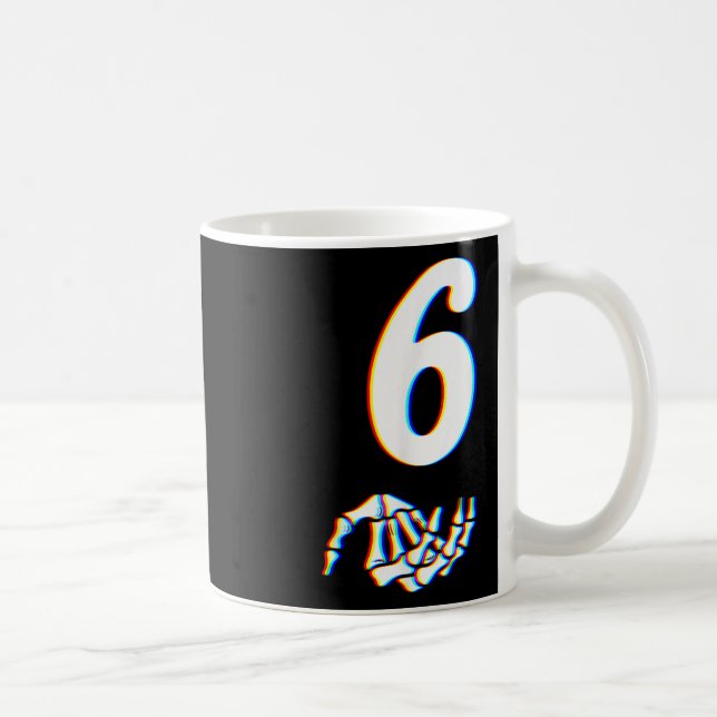 Number 6 Matching 67 Meme Skeleton Hand Halloween  Coffee Mug (Right)