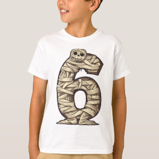 Number 6 Mummy Halloween Theme 6 Year Old Kids T-Shirt
