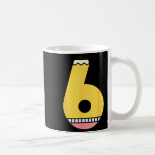 Number 6 Pencil Back to School 6th Birthday Sixth Coffee Mug