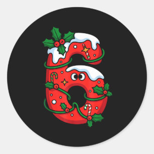 Number 6 Santa Costume Meme Christmas Matching Cou Classic Round Sticker