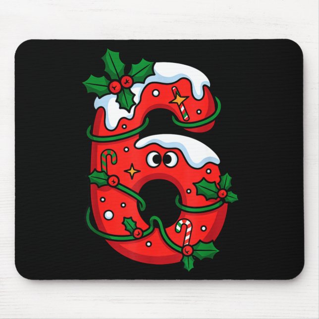 Number 6 Santa Costume Meme Christmas Matching Cou Mouse Mat (Front)