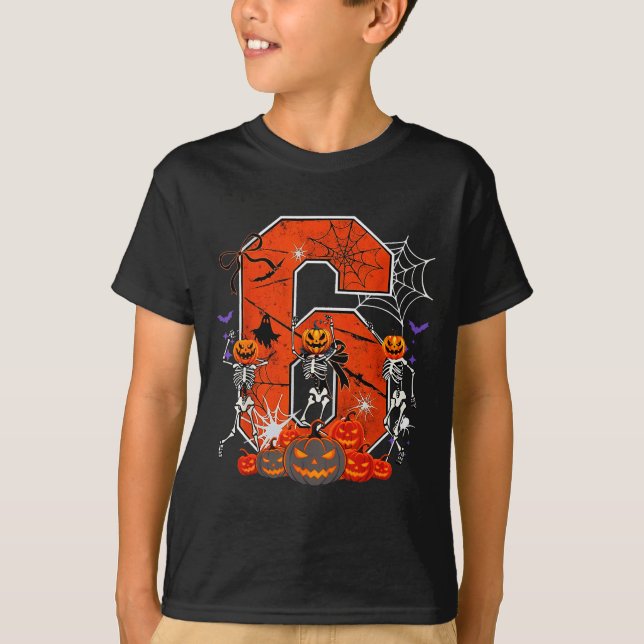 Number 6 Six Seven Meme 6 7 Halloween Dancing Skel T-Shirt (Front)