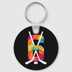 Number 6 Years Ice Hockey 6th Birthday (1) Key Ring