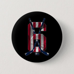 Number 6 Years Ice Hockey 6th Birthday Cm Round Badge