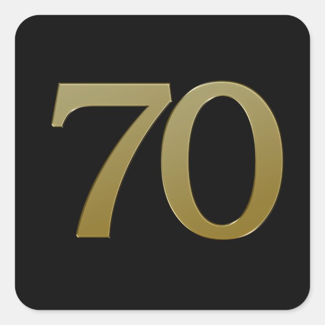 Number 70 Gold Square Sticker (Front)