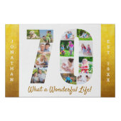 Number 70 Photo Collage 70th Birthday Gold & White Faux Canvas Print (Front)