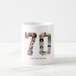 Number 70 Photo Collage Coffee Mug<br><div class="desc">This customisable product is where photos are arranged to form the shape of a number. It is often used for milestone celebrations like birthdays, anniversaries, or achievements, allowing users to showcase memorable images within a single, eye-catching display. The designs typically offer spaces for various photo sizes and orientations, ensuring a...</div>