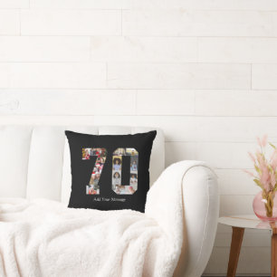 Number 70 Photo Collage Cushion