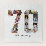 Number 70 Photo Collage Jigsaw Puzzle<br><div class="desc">This customisable product is where photos are arranged to form the shape of a number. It is often used for milestone celebrations like birthdays, anniversaries, or achievements, allowing users to showcase memorable images within a single, eye-catching display. The designs typically offer spaces for various photo sizes and orientations, ensuring a...</div>